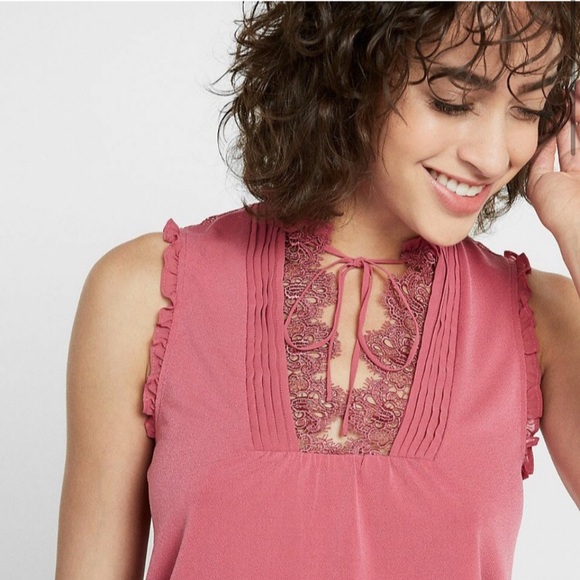 Express Tops - Express Tie Neck Sleeveless Blouse